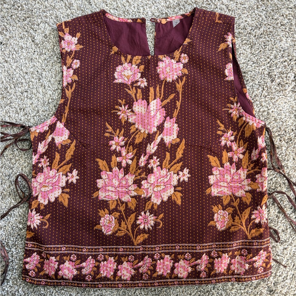 Free People Faded Gardens Printed Tank with side ties, small